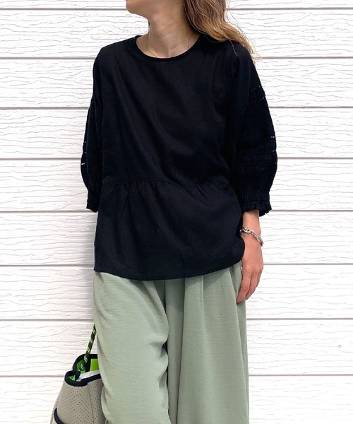 Q（キュー）の「モスコットンエンブロイダリーブラウス（シャツ/ブラウス・レディース・マスタード/ブラック・MEDIUM）」の18枚目の写真