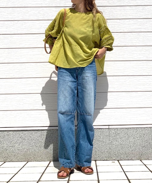 Q（キュー）の「モスコットンエンブロイダリーブラウス（シャツ/ブラウス・レディース・マスタード/ブラック・MEDIUM）」の21枚目の写真