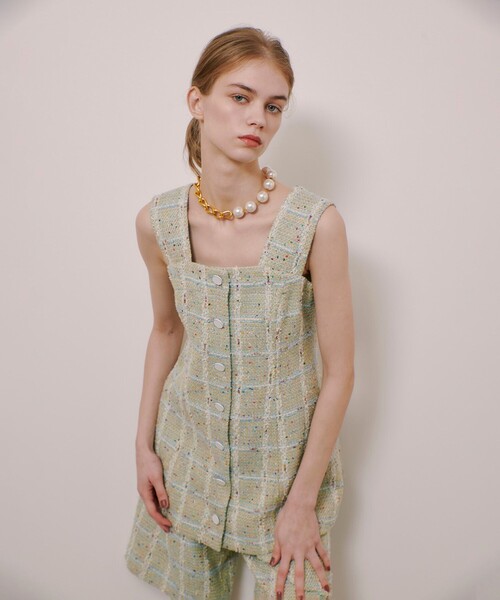 ベスト ジレ 「LOULOU WILLOUGHBY」LINTONツイードジレ レディース セール】【LOULOU WILLOUGHBY】LINTONツイードジレ（ベスト