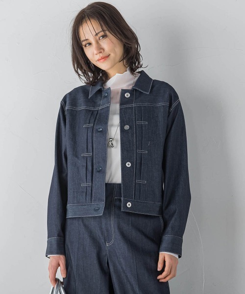 セットアップ対応＞フラワー刺繍ルーズデニムジャケット/Gジャン