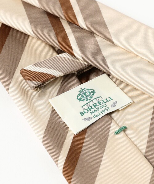 LUIGI BORRELLI（ルイジボレッリ）の「LUIGI BORRELLI / シルクコットン ストライプ柄 ネクタイ（ネクタイ・メンズ・ベージュ・ONE SIZE）」の3枚目の写真