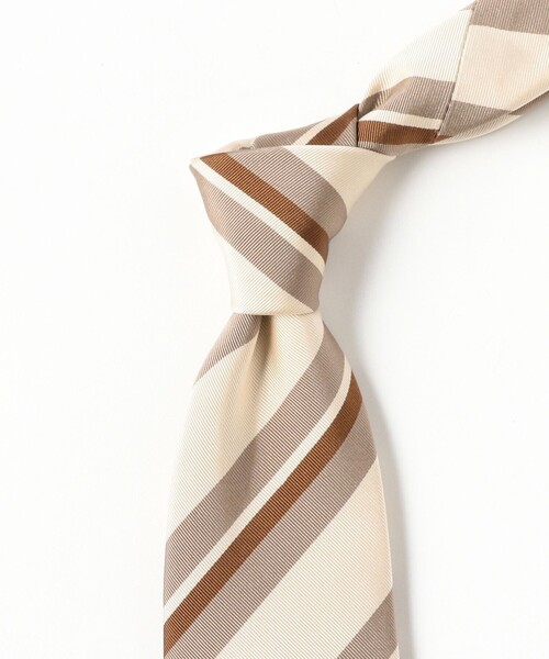LUIGI BORRELLI（ルイジボレッリ）の「LUIGI BORRELLI / シルクコットン ストライプ柄 ネクタイ（ネクタイ・メンズ・ベージュ・ONE SIZE）」の4枚目の写真
