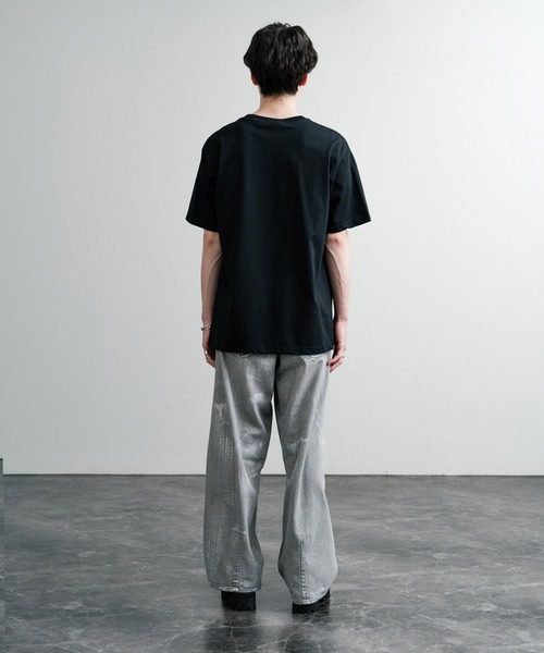 Rocky Monroe(ロッキーモンロー)の「オーバーサイズ グリッチアートグラフィックロゴプリントクールネック半袖Tシャツ(Tシャツ/カットソー・メンズ・ホワイト/ブラック・XXL/XL/L/M)」の22枚目の写真