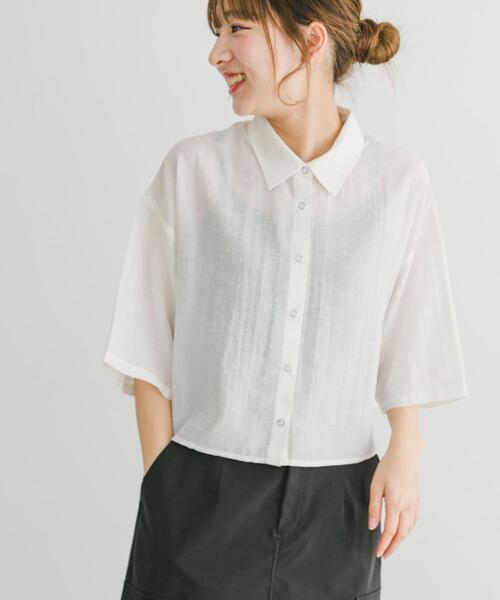 ITEMS URBANRESEARCH(アイテムズ アーバンリサーチ)の「ドットボタンシアーシャツ(シャツ/ブラウス・レディース・オフホワイト/ブルー/ブラック・FREE)」の18枚目の写真