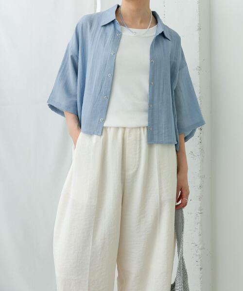 ITEMS URBANRESEARCH(アイテムズ アーバンリサーチ)の「ドットボタンシアーシャツ(シャツ/ブラウス・レディース・オフホワイト/ブルー/ブラック・FREE)」の9枚目の写真