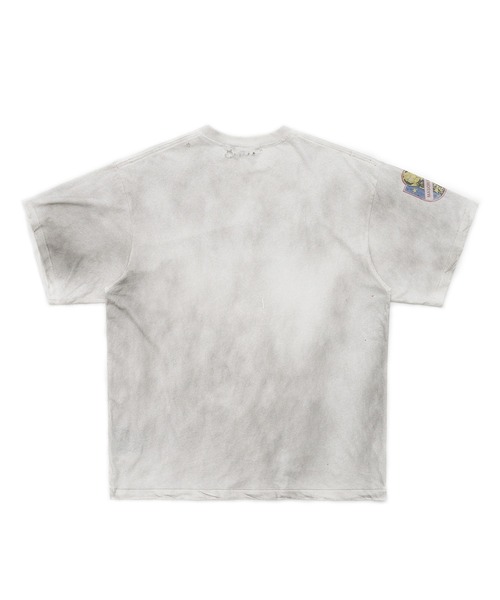 セール】オーバーサイズ 汚れ加工 ステッカープリント Tシャツ