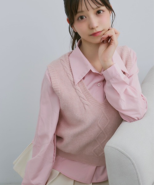TITTY&CO.（ティティーアンドコー）の「ニットベスト＆シャツセット