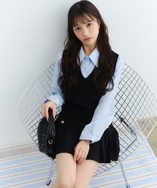 TITTY&CO.（ティティーアンドコー）の「ニットベスト＆シャツセット