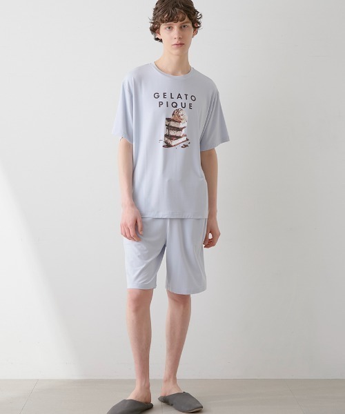 【HOMME】COOLレーヨンロゴTシャツ&ハーフパンツ gelato pique - 【HOMME】COOLレーヨンロゴTシャツ&ハーフパンツ