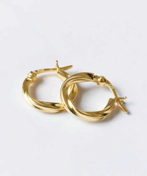 ピアス ゴールド ツイストフープピアス 両耳 シルバー925 リング 常田