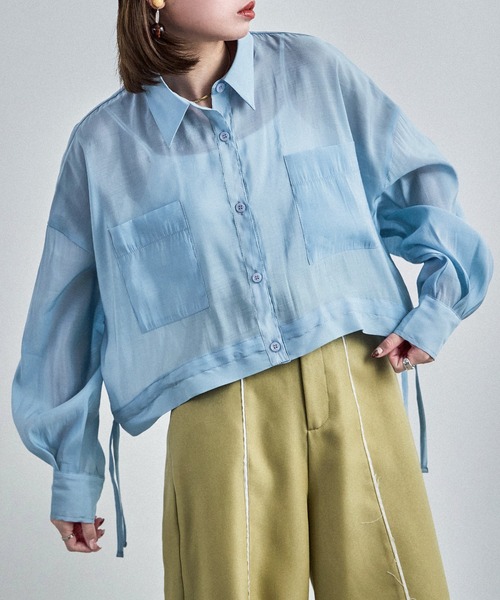 セール】クロップド シアーシャツ（シャツ/ブラウス）｜Fashion