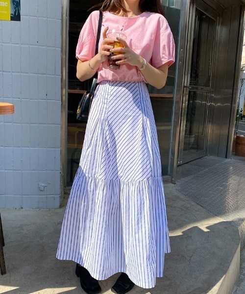 FREE STYLISTS(フリー スタイリスト)の「YUGA_YGMC Striped tiered flare skirt(スカート・レディース・ネイビー/ホワイト・FREE)」の13枚目の写真