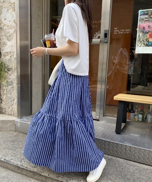 FREE STYLISTS(フリー スタイリスト)の「YUGA_YGMC Striped tiered flare skirt(スカート・レディース・ネイビー/ホワイト・FREE)」の14枚目の写真