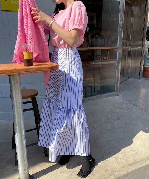 FREE STYLISTS(フリー スタイリスト)の「YUGA_YGMC Striped tiered flare skirt(スカート・レディース・ネイビー/ホワイト・FREE)」の17枚目の写真