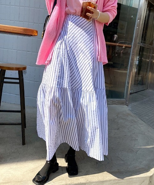 FREE STYLISTS(フリー スタイリスト)の「YUGA_YGMC Striped tiered flare skirt(スカート・レディース・ネイビー/ホワイト・FREE)」の19枚目の写真