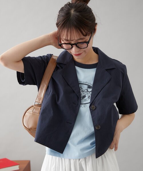 GEVACO（ゲバコ）の「【GEVACO】テーラー半袖ジャケット（その他アウター・レディース・ベージュ/ネイビー・ONE SIZE）」の5枚目の写真