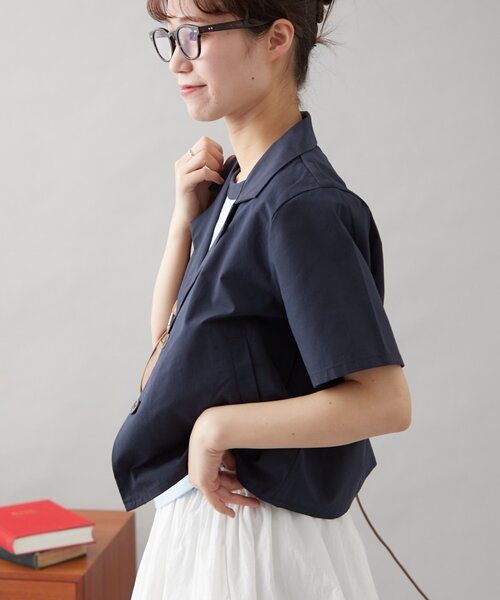 GEVACO（ゲバコ）の「【GEVACO】テーラー半袖ジャケット（その他アウター・レディース・ベージュ/ネイビー・ONE SIZE）」の7枚目の写真