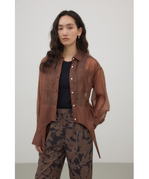 crie conforto(クリーコンフォルト)の「ガーターデザインシアーショートシャツ(シャツ/ブラウス・レディース・アイボリー/ブラック/ブラウン・FREE)」の1枚目の写真