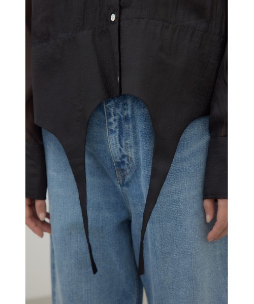 crie conforto(クリーコンフォルト)の「ガーターデザインシアーショートシャツ(シャツ/ブラウス・レディース・アイボリー/ブラック/ブラウン・FREE)」の5枚目の写真