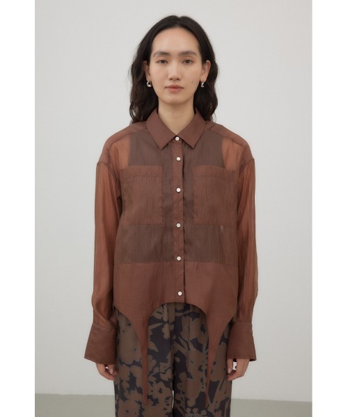 crie conforto(クリーコンフォルト)の「ガーターデザインシアーショートシャツ(シャツ/ブラウス・レディース・アイボリー/ブラック/ブラウン・FREE)」の9枚目の写真