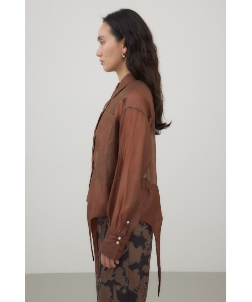 crie conforto(クリーコンフォルト)の「ガーターデザインシアーショートシャツ(シャツ/ブラウス・レディース・アイボリー/ブラック/ブラウン・FREE)」の10枚目の写真