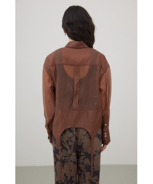 crie conforto(クリーコンフォルト)の「ガーターデザインシアーショートシャツ(シャツ/ブラウス・レディース・アイボリー/ブラック/ブラウン・FREE)」の11枚目の写真