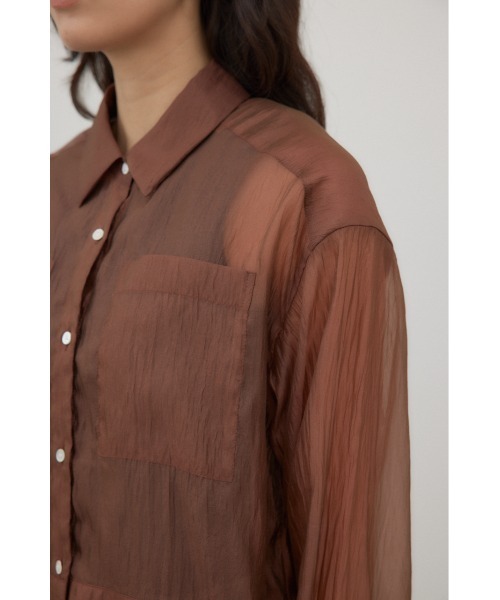 crie conforto(クリーコンフォルト)の「ガーターデザインシアーショートシャツ(シャツ/ブラウス・レディース・アイボリー/ブラック/ブラウン・FREE)」の13枚目の写真