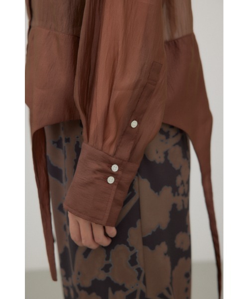 crie conforto(クリーコンフォルト)の「ガーターデザインシアーショートシャツ(シャツ/ブラウス・レディース・アイボリー/ブラック/ブラウン・FREE)」の14枚目の写真