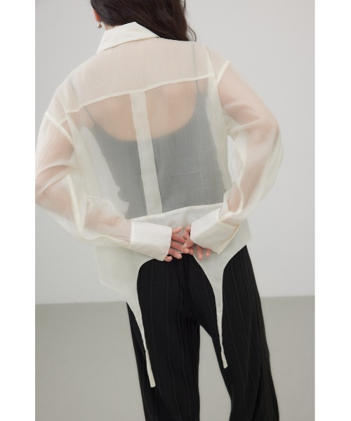 crie conforto(クリーコンフォルト)の「ガーターデザインシアーショートシャツ(シャツ/ブラウス・レディース・アイボリー/ブラック/ブラウン・FREE)」の16枚目の写真