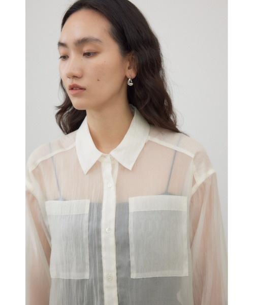 crie conforto(クリーコンフォルト)の「ガーターデザインシアーショートシャツ(シャツ/ブラウス・レディース・アイボリー/ブラック/ブラウン・FREE)」の17枚目の写真