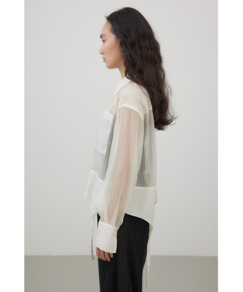 crie conforto(クリーコンフォルト)の「ガーターデザインシアーショートシャツ(シャツ/ブラウス・レディース・アイボリー/ブラック/ブラウン・FREE)」の20枚目の写真