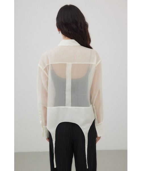 crie conforto(クリーコンフォルト)の「ガーターデザインシアーショートシャツ(シャツ/ブラウス・レディース・アイボリー/ブラック/ブラウン・FREE)」の21枚目の写真