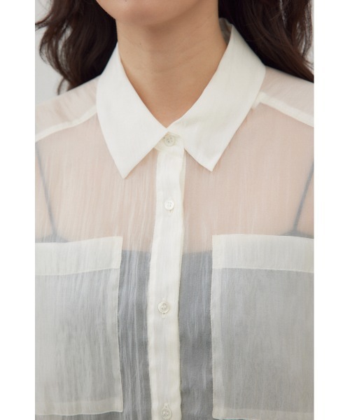 crie conforto(クリーコンフォルト)の「ガーターデザインシアーショートシャツ(シャツ/ブラウス・レディース・アイボリー/ブラック/ブラウン・FREE)」の22枚目の写真