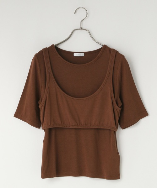 LOWRYS FARM（ローリーズファーム）の「ブラセットTEE 325103（Tシャツ/カットソー・レディース・ブラウン/ブラック・FREE）」の2枚目の写真