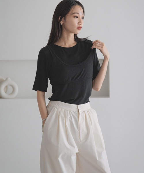 LOWRYS FARM（ローリーズファーム）の「ブラセットTEE 325103（Tシャツ/カットソー・レディース・ブラウン/ブラック・FREE）」の9枚目の写真