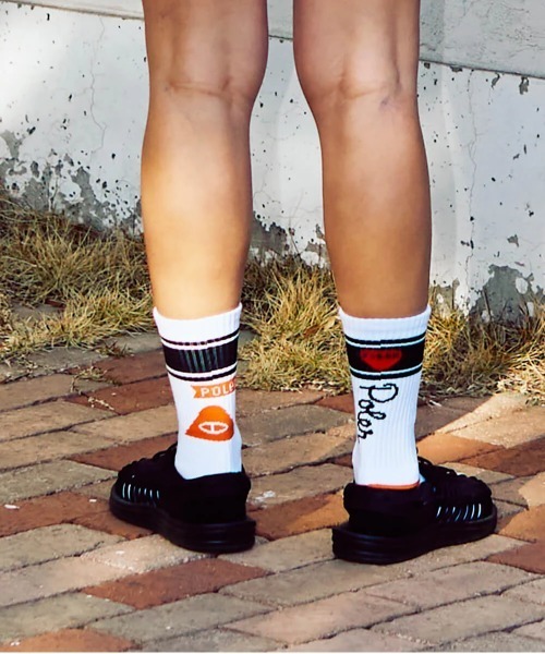 POLeR(ポーラー)の「POLeR/ポーラー POLeR×GSC FURRY HEART SOCKS(ソックス/靴下・メンズ・ブラック/ホワイト・FREE)」の1枚目の写真