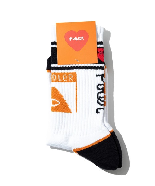 POLeR(ポーラー)の「POLeR/ポーラー POLeR×GSC FURRY HEART SOCKS(ソックス/靴下・メンズ・ブラック/ホワイト・FREE)」の5枚目の写真