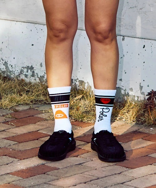 POLeR(ポーラー)の「POLeR/ポーラー POLeR×GSC FURRY HEART SOCKS(ソックス/靴下・メンズ・ブラック/ホワイト・FREE)」の7枚目の写真