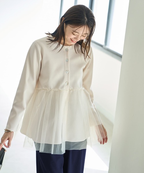 STYLE DELI（スタイルデリ）の「ペプラムチュールジャケット（その他アウター・レディース・ホワイト系その他/ブラック・FREE）」の6枚目の写真