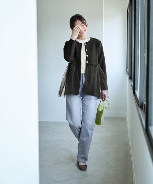STYLE DELI（スタイルデリ）の「ペプラムチュールジャケット（その他アウター・レディース・ホワイト系その他/ブラック・FREE）」の13枚目の写真