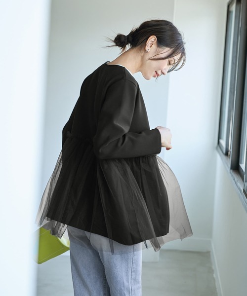 STYLE DELI（スタイルデリ）の「ペプラムチュールジャケット（その他アウター・レディース・ホワイト系その他/ブラック・FREE）」の14枚目の写真