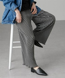 デザイン総柄クリスタルプリーツパンツ［Soiunique］