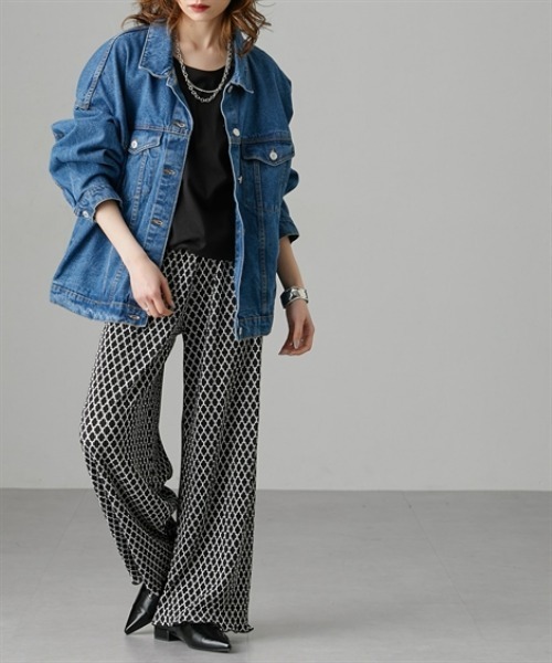 Soiunique（スワユニーク）の「デザイン総柄クリスタルプリーツパンツ［Soiunique］（その他パンツ・レディース・ブラック系1/ブラック系3/ブラウン系/ブラック系2・M/L）」の15枚目の写真