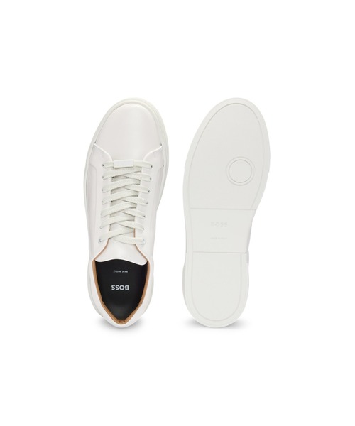 BOSS（ボス）の「グレーレザー ロートップスニーカー ロゴシューレースループ（スニーカー・メンズ・ブラック/ホワイト・40/39/44/43/41/42/45/46）」の5枚目の写真