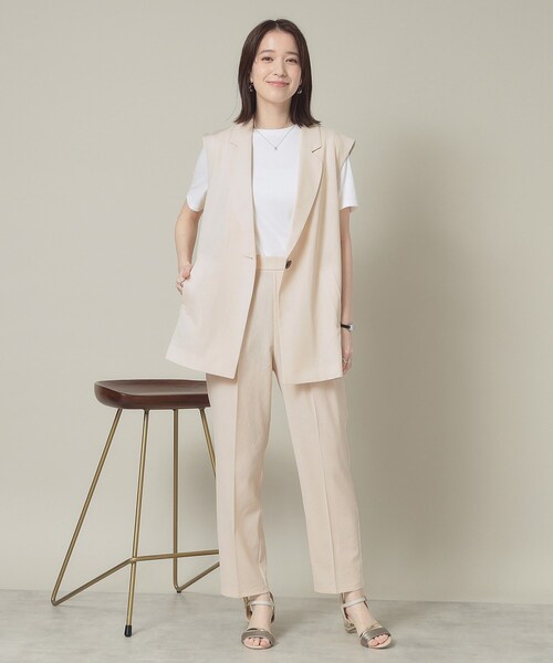 ITS'DEMO(イッツデモ)の「【手洗い可】麻調メッシュジレ(ベスト・レディース・ライトベージュ/ネイビー・00)」の4枚目の写真