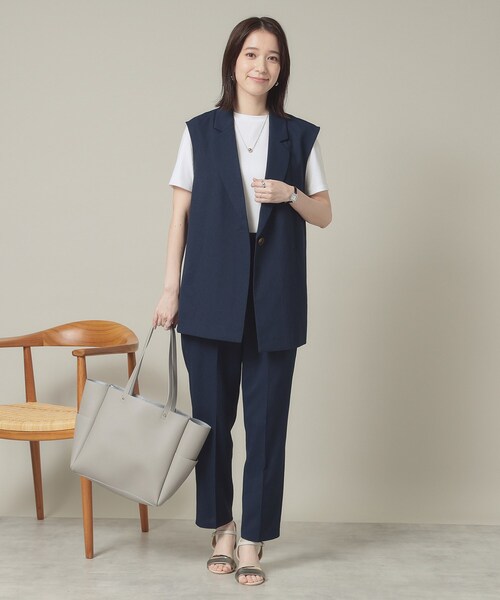 ITS'DEMO(イッツデモ)の「【手洗い可】麻調メッシュジレ(ベスト・レディース・ライトベージュ/ネイビー・00)」の8枚目の写真