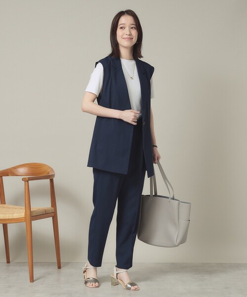 ITS'DEMO(イッツデモ)の「【手洗い可】麻調メッシュジレ(ベスト・レディース・ライトベージュ/ネイビー・00)」の9枚目の写真