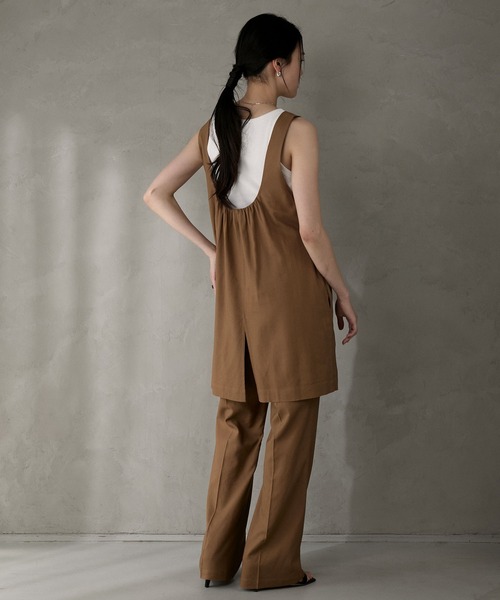 【美品】Center press Tapered pants ダークブラウン　S Reiss Sparkle Tapered Trousers in Dark Gold | REISS