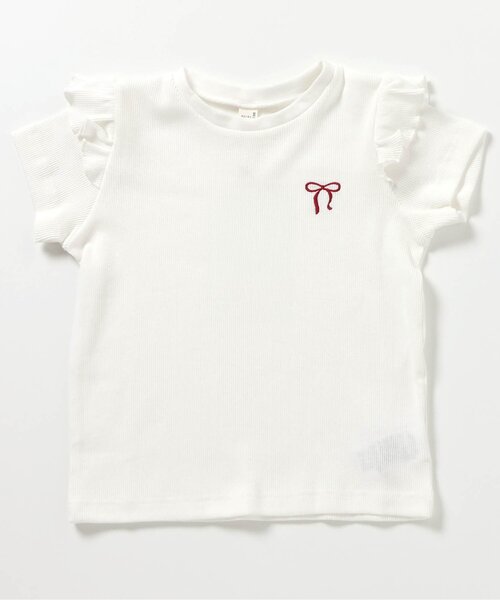 apres les cours（アプレレクール）の「【ジュニア対応】袖フリル半袖Tシャツ/7days Style（Tシャツ/カットソー・キッズ・アイボリー/サックスブルー/ブラック/レッド/ドット/その他3・80/90/100/110/120/130/140）」の2枚目の写真