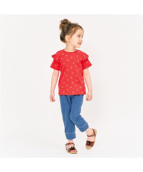 apres les cours（アプレレクール）の「【ジュニア対応】袖フリル半袖Tシャツ/7days Style（Tシャツ/カットソー・キッズ・アイボリー/サックスブルー/ブラック/レッド/ドット/その他3・80/90/100/110/120/130/140）」の9枚目の写真